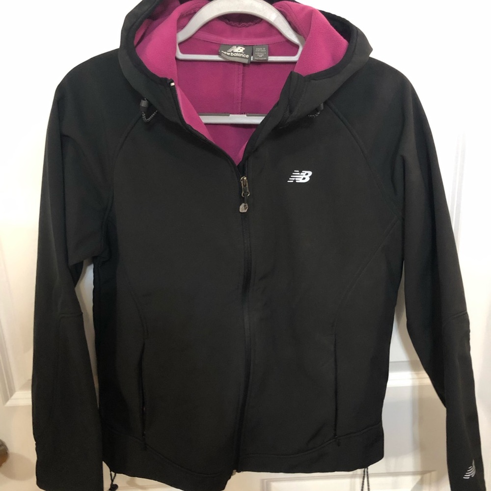 New Balance sport utility neoprene waterproof jacket with fuschia fleece lining